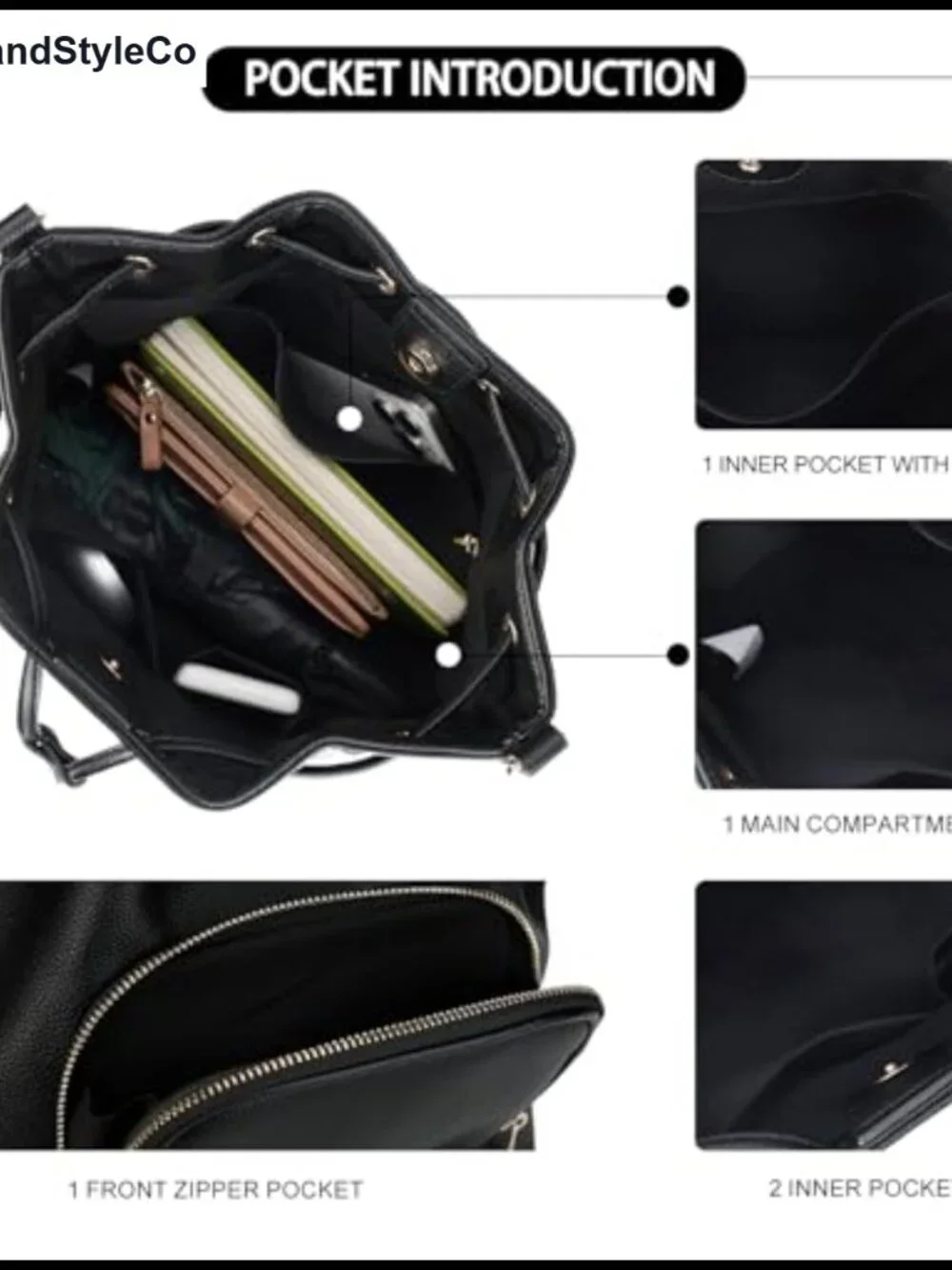 Faux Leather Bucket Crossbody Bag Adjustable Strap Hobo Handbag Women